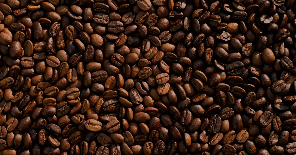 Gros plan de grains de café torréfiés remplissant tout le cadre