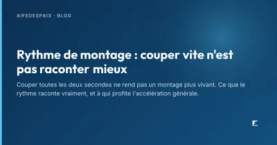 Timeline de montage vidéo affichée sur un écran, plans très courts alignés