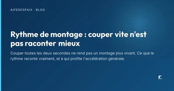 Timeline de montage vidéo affichée sur un écran, plans très courts alignés